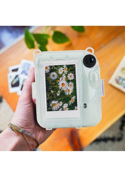 Fotoğraf Makinesi Çantaları Fuijifilm Instax Mini 12 Şeffaf Kılıf-Askı Hediyeli, 10 Fotoğraf Taşıma