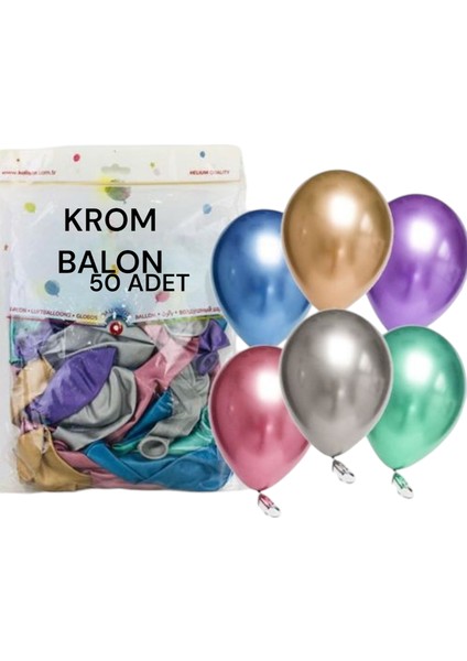 Balon Krom Balon 50 Adet Karışık Balon Süsleme Balonu 12 Inç Paket Mix Balon