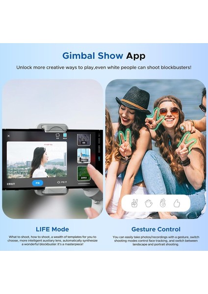 Gri Isteady Akıllı Telefon Görüntü Sabitleyici Yapay Zeka Görüş Sensörlü Profesyonel Gimbal Stabili
