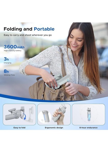 Gri Isteady Akıllı Telefon Görüntü Sabitleyici Yapay Zeka Görüş Sensörlü Profesyonel Gimbal Stabili