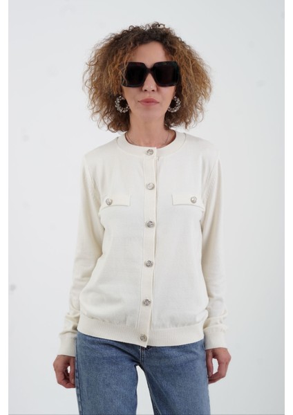 Ekru Flato Cepli Düğmeli Hırka fırsatları