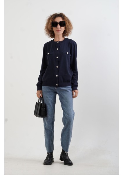 Lacivert Flato Cepli Düğmeli Hırka fiyatları