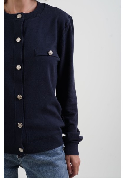 Lacivert Flato Cepli Düğmeli Hırka modelleri