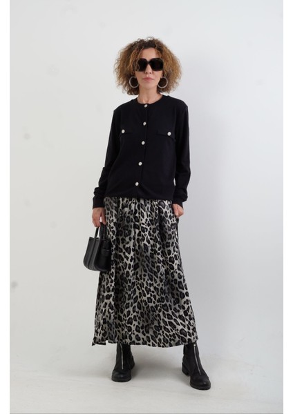 Siyah Flato Cepli Düğmeli Hırka fiyatları