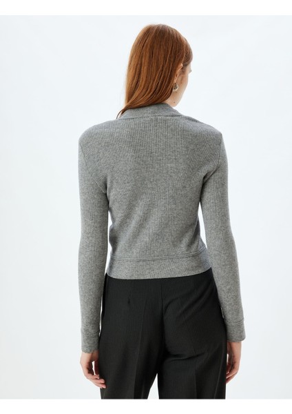 Fermuarlı Triko Hırka Dik Yaka Uzun Kollu 5WAK90112HT fırsatları