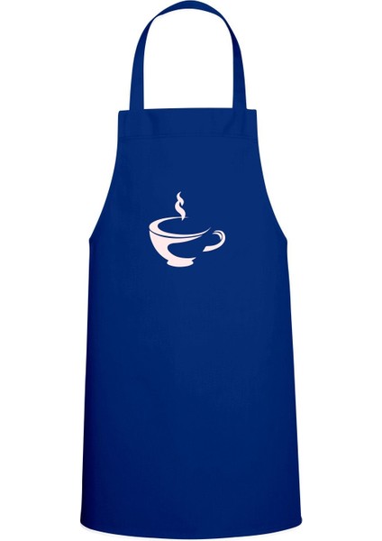 Coffee Temalı Özel Baskı Chef Mutfak Önlüğü Saks Mavisi