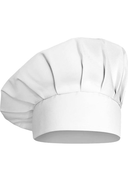 Şef Aşçı Mantar Kep Alpaka Kumaş Beyaz