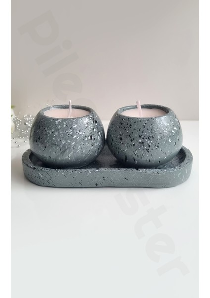 Pp Handmade 3'lü Yuvarlak Mumluk Set