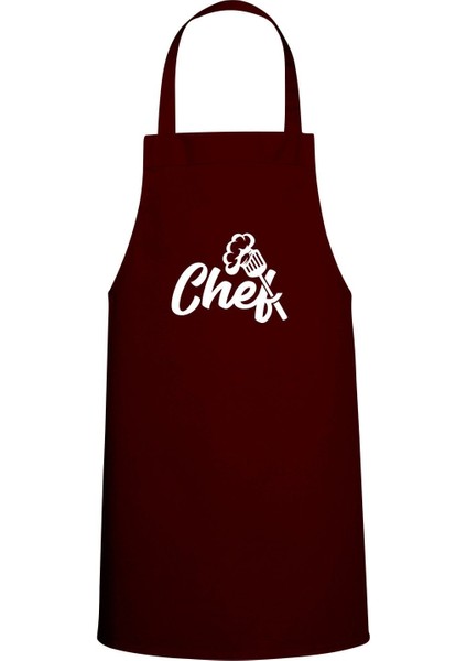 Chef Özel Baskılı Chef Mutfak Önlüğü Bordo