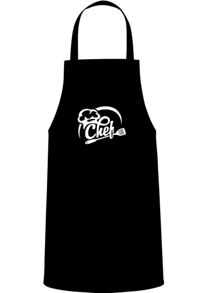 Chef Spatula Tasarım Özel Baskılı Chef Mutfak Önlüğü Siyah