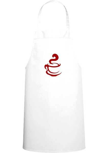 Coffee Özel Baskılı Chef Mutfak Önlüğü Beyaz