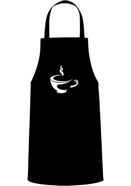 Coffee Temalı Özel Baskı Chef Mutfak Önlüğü Siyah
