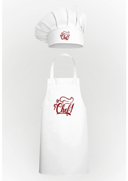 Chef Yazı ve Chef Şapka Tasarım Mantar Bone & Mutfak Önlüğü Avantaj Paket