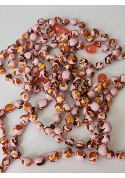 Mozaik Soft Pembe Kehribar Yetişkin Bileklik 18 cm