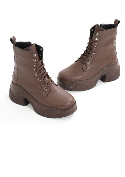 Kahverengi Yüksek Tabanlı Bağcıklı Fermuarlı Günlük Kadın Bot fırsatları