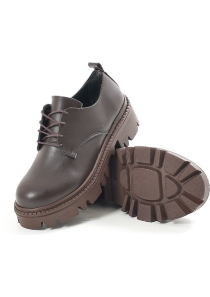 Kahverengi Bağcıklı Günlük Yüksek Tabanlı Loafer Ayakkabı indirimleri