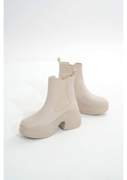 Bej Yüksek Tabanlı Lastikli Günlük Kadın Bot indirimleri