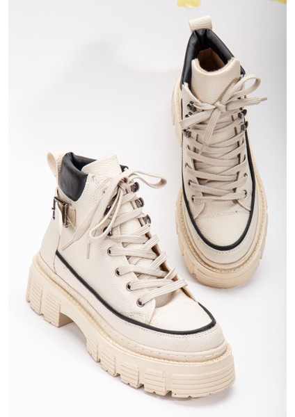 Silfa Krem Cilt Toka Detay Bağcıklı Kadın Bot