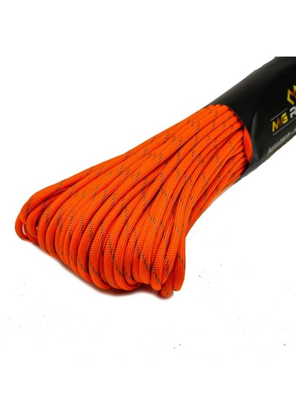 Polyester Paracord İp 4 mm Neon Turuncu Siyah Desen 30 Metre