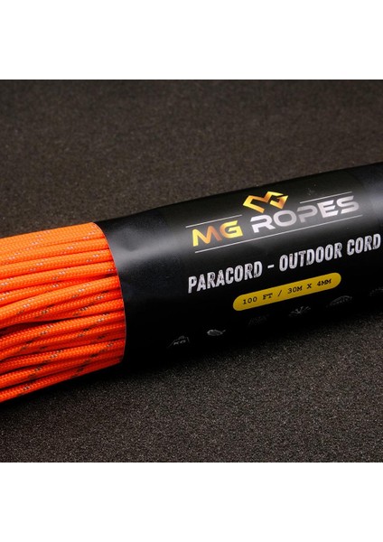 Polyester Paracord İp 4 mm Neon Turuncu Siyah Desen 30 Metre fiyatları