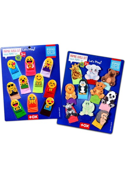 Yeni Estevia Clez 2 Set - 20 Parça  Emojiler ve Vahşi Hayvanlar Parmak Kukla Company