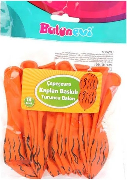 Urg THY8082 Çepeçevre Kaplan Baskılı Turuncu Balon 12 Inç -