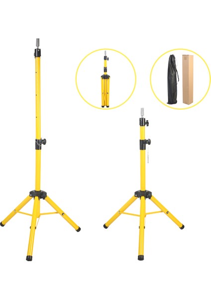 Kuaför Eğitim Mankeni İçin Metal Tripod - Sari + Taşıma Çantası