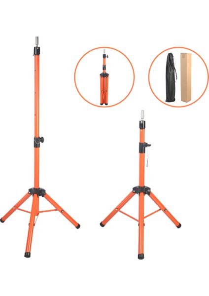 Kuaför Eğitim Mankeni İçin Metal Tripod - Turuncu + Taşıma Çantası