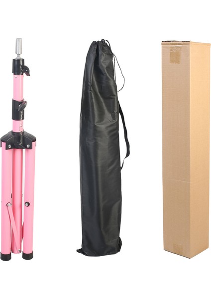 Kuaför Eğitim Mankeni İçin Metal Tripod - Pembe + Taşıma Çantası