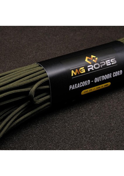 (Outdoor Cord) %100 Polyester Paracord Ip 4 mm Haki 30 Metre 300 kg Kadar Kopma Dirençli fiyatları