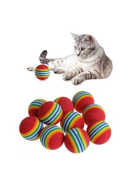 Yeni Estevia Xdn 3lü Gökkuşağı Sünger Kedi Köpek Çiğneme Oyun Topu 4,2 cm Company