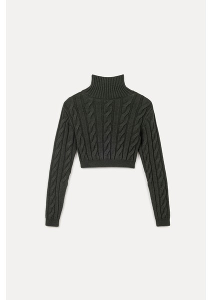 Boğazlı örgü crop kazak modelleri