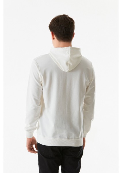 Yazı Baskılı Kanguru Cepli Kapüşonlu Sweatshirt