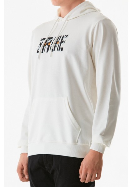 Yazı Baskılı Kanguru Cepli Kapüşonlu Sweatshirt