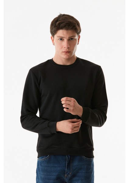 Basic Bisiklet Yaka Sweatshirt