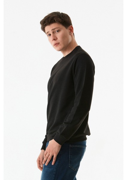 Basic Bisiklet Yaka Sweatshirt