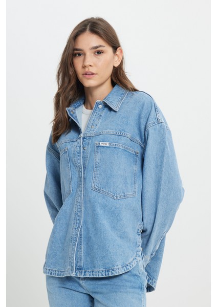 Relaxed Fit Geniş Kesim %100 Pamuk İndigo Jean Denim Gömlek fiyatları