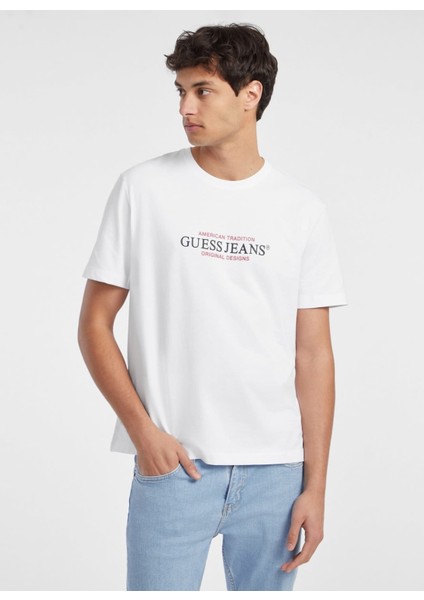 Beyaz Erkek T-Shirt M4YI42K8FQ4G011 Gj Ss Cn Reg Amerıc