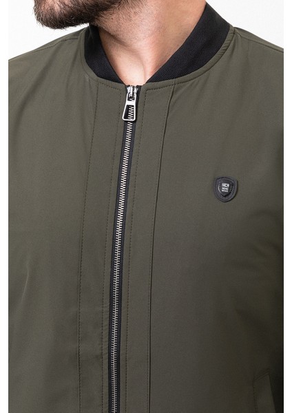 Düz Haki Rengi Slim Fit Hakim Yaka Erkek Mont fiyatları