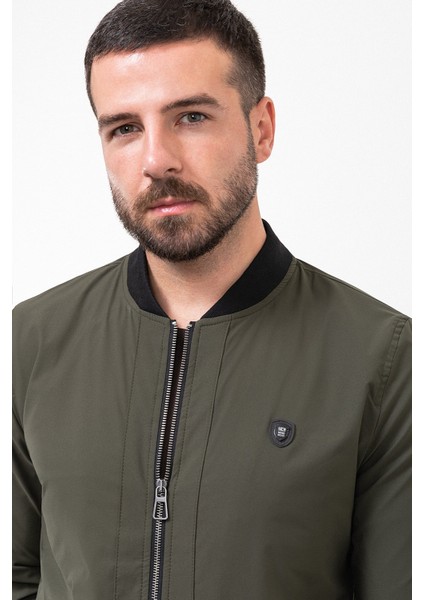 Düz Haki Rengi Slim Fit Hakim Yaka Erkek Mont indirimleri