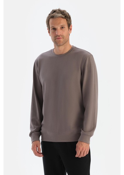 Gri Erkek Modal Bis Yaka Sweatshırt