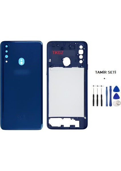 Samsung Galaxy A20S - SM-A207F Full Kasa Arka Kapak Takım Mavi - Tamir Seti