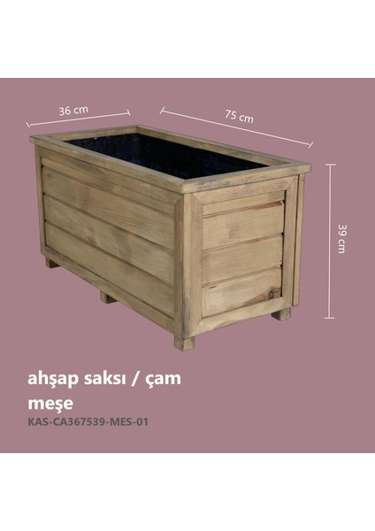 Dekoratif Ahşap Saksı - Uzun