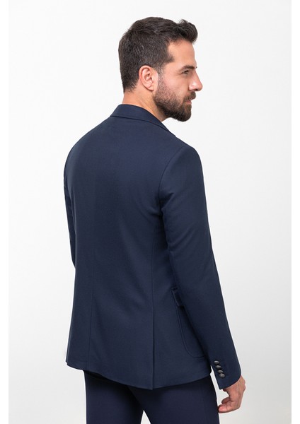 Düz Lacivert Slim Fit Mono Yaka Torba Cep Erkek Ceket indirimleri