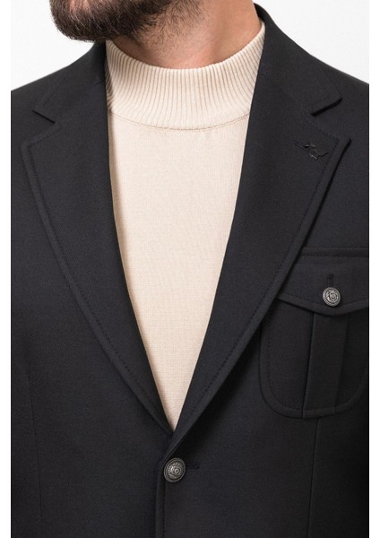 Düz Siyah Slim Fit Mono Yaka Torba Cep Erkek Ceket fiyatları