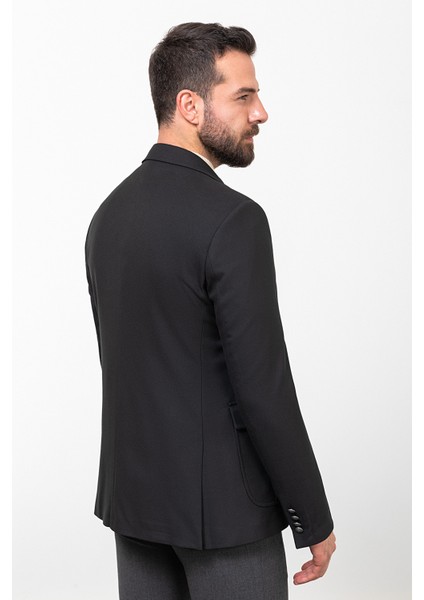 Düz Siyah Slim Fit Mono Yaka Torba Cep Erkek Ceket indirimleri