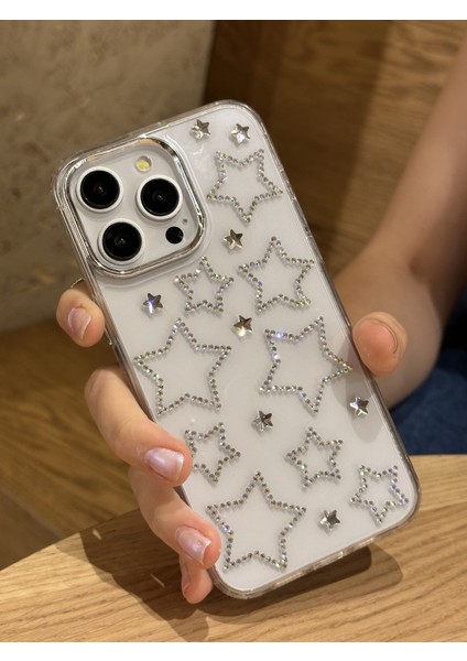 Paladyum Case iPhone 16 Pro Uyumlu Hologram Yıldızlı Şeffaf Kılıf