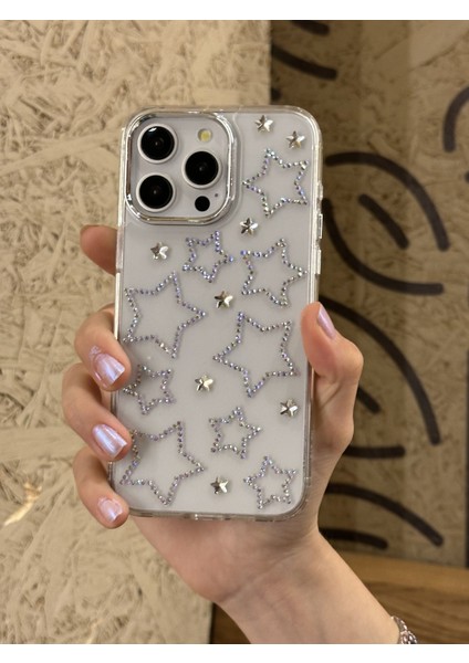iPhone 16 Pro Max Uyumlu Hologram Yıldızlı Şeffaf Kılıf