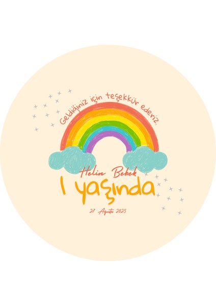 1 Yaş Gökkuşağı Sticker Etiket Duvar Süsü 3 X 3 Cm 50Lı fiyatları