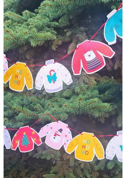 Yılbaşı Ipe Dizili Kart Süsler Yılbaşı Desenli Kazaklar Banner